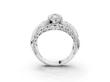 Platinum Marquise Cut Diamond Pave Art Deco Split Shank Ring with Four-Prong Setting_28
