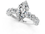 Platinum Marquise Cut Diamond Side Stone Engagement Ring with Four-Prong Setting_13