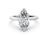 Platinum Marquise Cut Diamond Solitaire Engagement Ring with Cathedral Setting and Four-Prong Mount_14