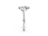 Platinum Marquise Cut Diamond Solitaire Ring with Pavé Band and Prong Setting_30