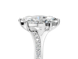 Platinum Marquise Cut Diamond Solitaire Ring with Pavé Band and Prong Setting_33