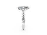 Platinum Marquise Cut Diamond Solitaire Ring with Round  Pavé Band and Four-Prong Setting_27