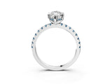 Platinum Marquise Cut Diamond Solitaire Ring with Round with Aquamarine side stone Pavé Band and Four-Prong Setting_15