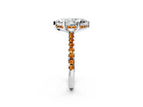 Platinum Marquise Cut Diamond Solitaire Ring with Round with Citrine side stone Pavé Band and Four-Prong Setting_14