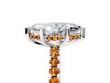 Platinum Marquise Cut Diamond Solitaire Ring with Round with Citrine side stone Pavé Band and Four-Prong Setting_17