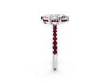 Platinum Marquise Cut Diamond Solitaire Ring with Round with Garnet side stone Pavé Band and Four-Prong Setting_14