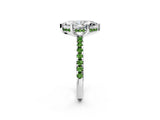 Platinum Marquise Cut Diamond Solitaire Ring with Round with Peridot side stone Pavé Band and Four-Prong Setting_14
