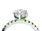 Platinum Marquise Cut Diamond Solitaire Ring with Round with Peridot side stone Pavé Band and Four-Prong Setting_16