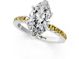 Platinum Marquise Cut Diamond Solitaire Ring with Round with Yellow Sapphire side stone Pavé Band and Four-Prong Setting_13