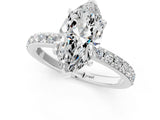 Platinum Marquise Cut Diamond Solitaire with Pave Band and Four-Prong Setting 1