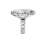 Platinum Marquise Cut Diamond Solitaire with Pave Band and Four-Prong Setting 5