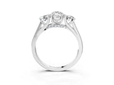 Platinum Marquise Cut Diamond Three-Stone Engagement Ring with Prong Setting and Pavé Band_34