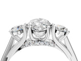 Platinum Marquise Cut Diamond Three-Stone Engagement Ring with Prong Setting and Pavé Band_35