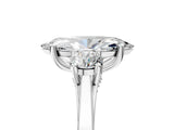 Platinum Marquise Cut Diamond Three-Stone Engagement Ring with Prong Setting and Pavé Band_36