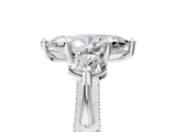 Platinum Marquise Cut Diamond Three-Stone Ring with Prong Setting and Pavé Band_60