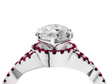 Platinum Marquise Cut Diamond with Garnet side stone Halo Twist Band Solitaire Prong Setting Ring_4