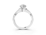 Platinum Marquise Cut Diamond with Moissanite side stone Halo Twist Band Solitaire Prong Setting Ring_3