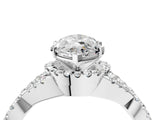 Platinum Marquise Cut Diamond with Moissanite side stone Halo Twist Band Solitaire Prong Setting Ring_4