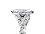 Platinum Marquise Cut Diamond with Moissanite side stone Halo Twist Band Solitaire Prong Setting Ring_5