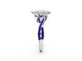 Platinum Marquise Cut Diamond with Tanzanite side stone Halo Twist Band Solitaire Prong Setting Ring_2