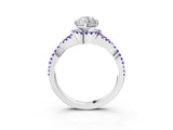 Platinum Marquise Cut Diamond with Tanzanite side stone Halo Twist Band Solitaire Prong Setting Ring_3