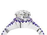 Platinum Marquise Cut Diamond with Tanzanite side stone Halo Twist Band Solitaire Prong Setting Ring_4