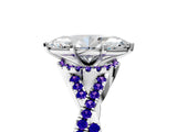 Platinum Marquise Cut Diamond with Tanzanite side stone Halo Twist Band Solitaire Prong Setting Ring_5