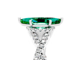Platinum Marquise Cut Emerald  Halo Twist Band Solitaire Prong Setting Ring_17