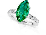 Platinum Marquise Cut Emerald Pavé Solitaire Ring with Round Band and Prong Setting_43