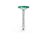 Platinum Marquise Cut Emerald Pavé Solitaire Ring with Round Band and Prong Setting_44