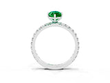Platinum Marquise Cut Emerald Pavé Solitaire Ring with Round Band and Prong Setting_45