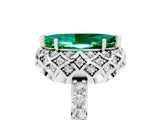 Platinum Marquise Cut Emerald Scalloped Halo Engagement Ring with Round Shared Prong Band_47
