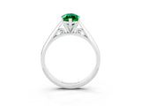 Platinum Marquise Cut Emerald Solitaire Engagement Ring with Cathedral Setting and Four-Prong Mount_15