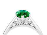 Platinum Marquise Cut Emerald Solitaire Engagement Ring with Cathedral Setting and Four-Prong Mount_16