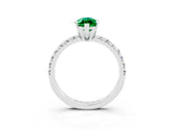 Platinum Marquise Cut Emerald Solitaire Pavé Engagement Ring with Round Band and Prong Setting_100