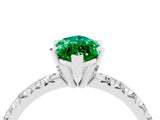 Platinum Marquise Cut Emerald Solitaire Pavé Engagement Ring with Round Band and Prong Setting_101