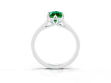 Platinum Marquise Cut Emerald Solitaire Ring with Flower Prong Setting and Classic Band_3