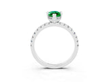 Platinum Marquise Cut Emerald Solitaire Ring with Round  Pavé Band and Four-Prong Setting_27