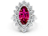 Platinum Marquise Cut Garnet Floral Double Halo Engagement Ring with Prong Setting_141
