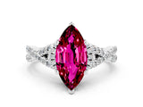 Platinum Marquise Cut Garnet  Halo Twist Band Solitaire Prong Setting Ring_12