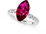 Platinum Marquise Cut Garnet Pavé Solitaire Ring with Round Band and Prong Setting_43