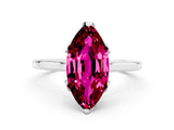 Platinum Marquise Cut Garnet Solitaire Ring with Flower Prong Setting and Classic Band_12