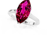 Platinum Marquise Cut Garnet Solitaire Ring with Flower Prong Setting and Classic Band_13
