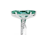 Platinum Marquise Cut Green Sapphire Engagement Ring with Side Stone Accents and Four-Prong Setting_17