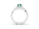 Platinum Marquise Cut Green Sapphire  Halo Twist Band Solitaire Prong Setting Ring_15