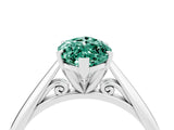 Platinum Marquise Cut Green Sapphire Solitaire Engagement Ring with Cathedral Setting and Four-Prong Mount_16