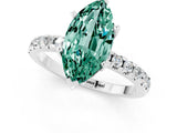 Platinum Marquise Cut Green Sapphire Solitaire Ring with Round  Pavé Band and Four-Prong Setting_37