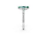 Platinum Marquise Cut Green Sapphire Solitaire Ring with Round  Pavé Band and Four-Prong Setting_38