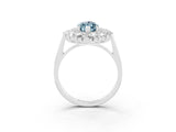 Platinum Marquise Cut Halo Cluster Diamond Ring with Pave Band and Four-Prong Setting_25