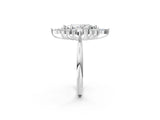 Platinum Marquise Cut Halo Diamond Cluster Ring with Marquise and Round Stones on a White Gold Band with Prong Setting_15